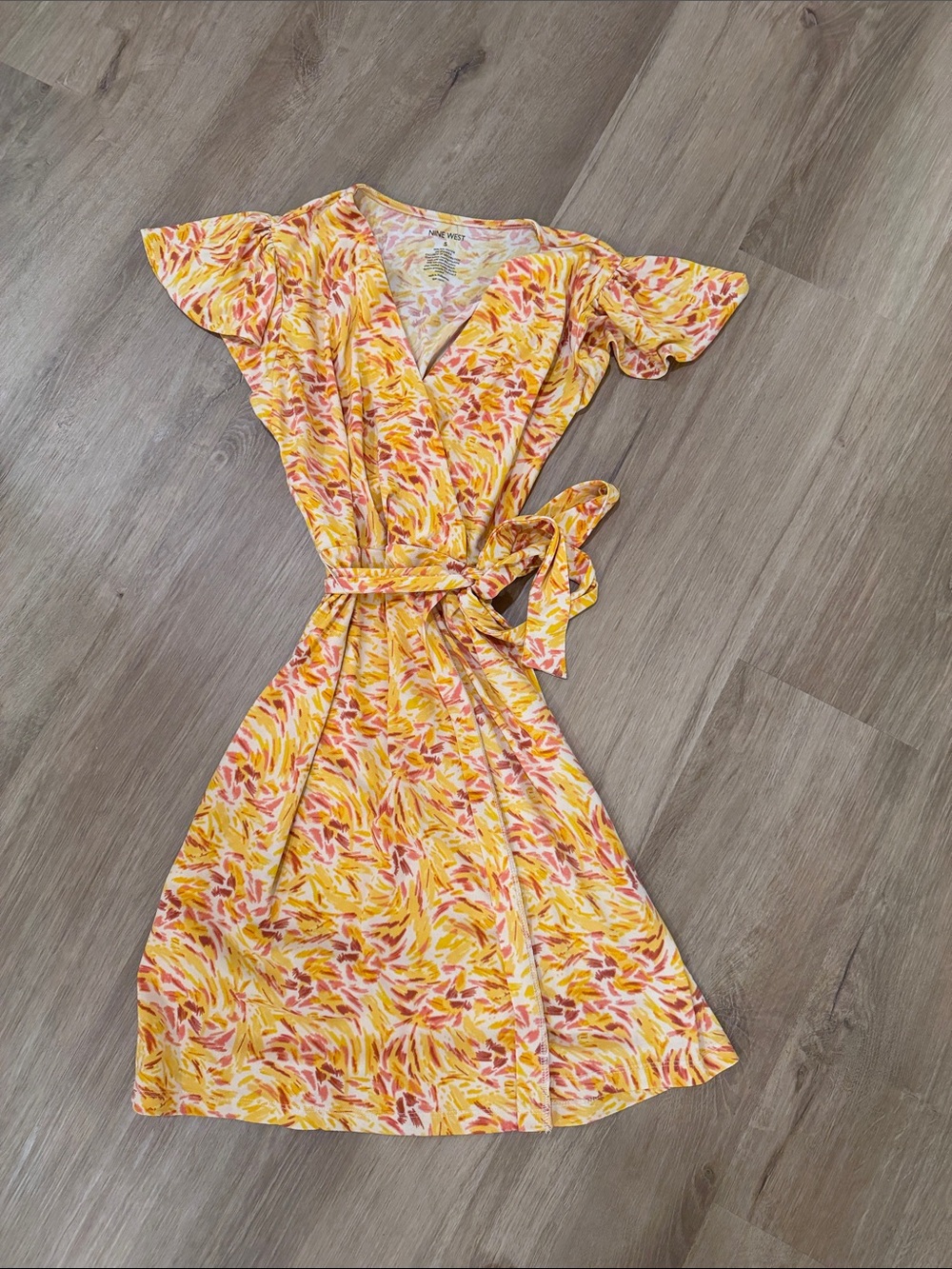Nine West Abstract Print Faux Wrap Dress